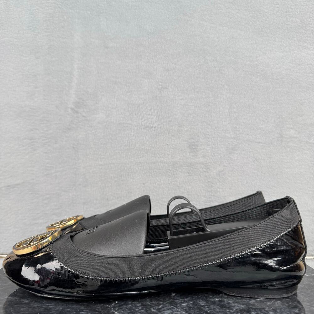 Tory Burch Caroline Black Patent Leather Flat Ballet Shoes Women’s Size 6.5M US